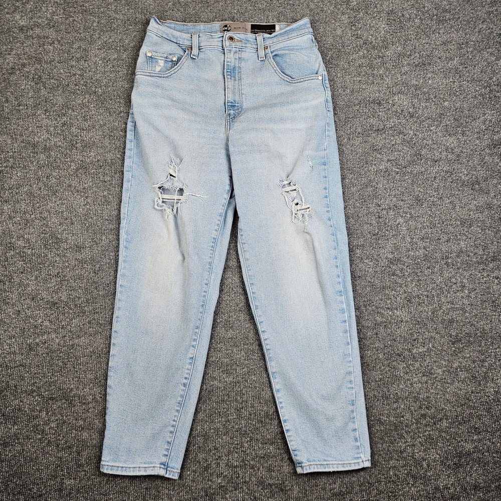 Levis SilverTab Mom Jean Womens 29 Light Wash Distressed High Rise Denim Stretch